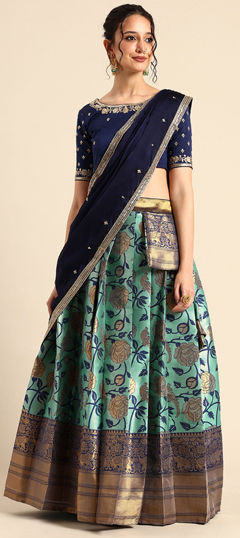 Blue color Lehenga in Art Silk fabric with Zari work