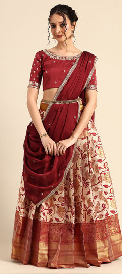 Multicolor color Lehenga in Art Silk fabric with Zari work
