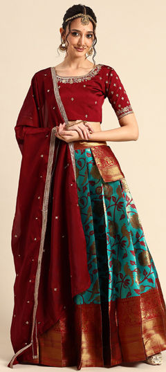 Blue color Lehenga in Art Silk fabric with Zari work