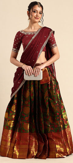 Multicolor color Lehenga in Art Silk fabric with Zari work