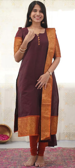 Purple and Violet color Kurti in Cotton fabric with Weaving work