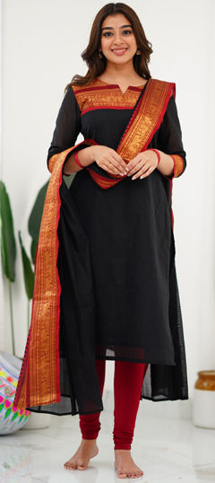 Black and Grey color Kurti in Cotton fabric with Weaving work