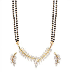 Gold Rodium Polish Black and Grey color Mangalsutra in Brass studded with CZ Diamond