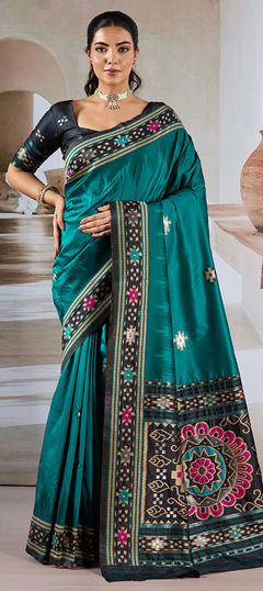 Blue color Saree in Blended, Silk fabric with Weaving, Zari work