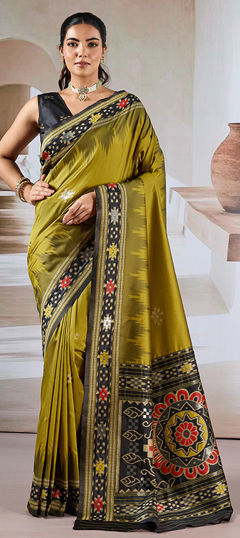 Green color Saree in Blended, Silk fabric with Weaving, Zari work