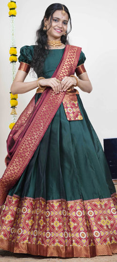 Green color Lehenga in Art Silk fabric with Zari work