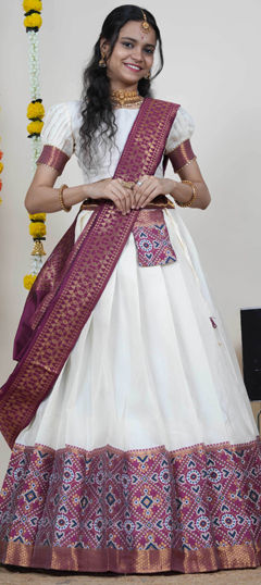 White and Off White color Lehenga in Art Silk fabric with Zari work