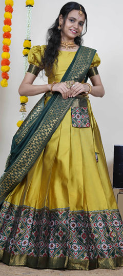 Yellow color Lehenga in Art Silk fabric with Zari work
