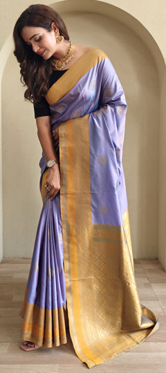Purple and Violet color Saree in Art Silk fabric with Weaving work