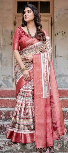 Multicolor color Saree in Banarasi Silk fabric with Printed, Weaving work