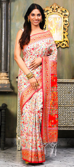 Multicolor color Saree in Cotton, Linen fabric with Weaving work