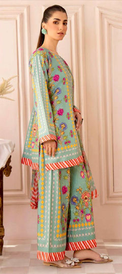 Green color Salwar Kameez in Crepe Silk fabric with Embroidered, Floral, Printed work