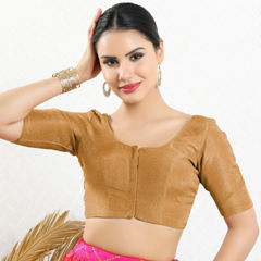 Silver color Blouse in Shimmer fabric with Thread work