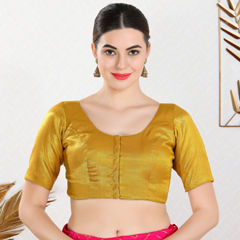 Gold color Blouse in Shimmer fabric with Thread work