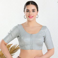 Silver color Blouse in Shimmer fabric with Thread work