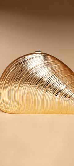 Gold color Clutches in Fancy Fabric fabric with Fancy Work work