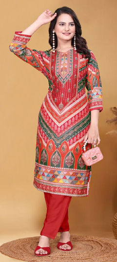 Multicolor color Salwar Kameez in Muslin fabric with Printed work