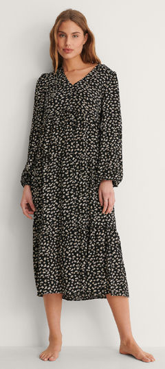 Black and Grey color Dress in Rayon fabric with Printed work
