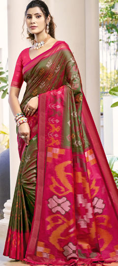 Green color Saree in Art Silk fabric with Zircon work