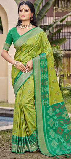 Green color Saree in Art Silk fabric with Weaving work