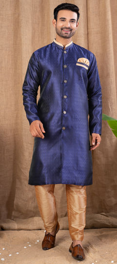 Blue color Dhoti in Jacquard fabric with Weaving work