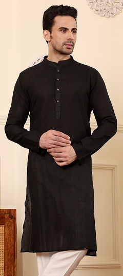 Black and Grey color Kurta in Viscose fabric with Printed work