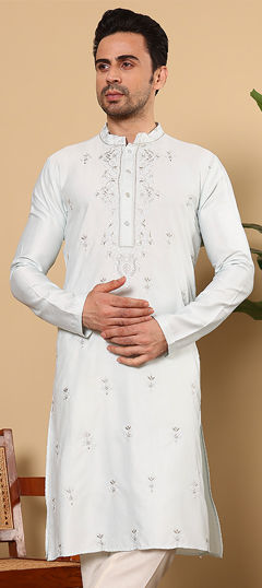 Blue color Kurta in Viscose fabric with Embroidered, Thread work