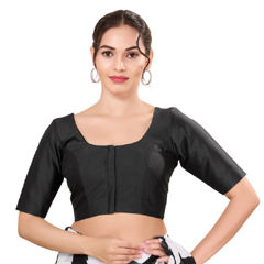 Black and Grey color Blouse in Brocade fabric with Weaving work
