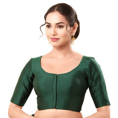 Green color Blouse in Brocade fabric with Weaving work