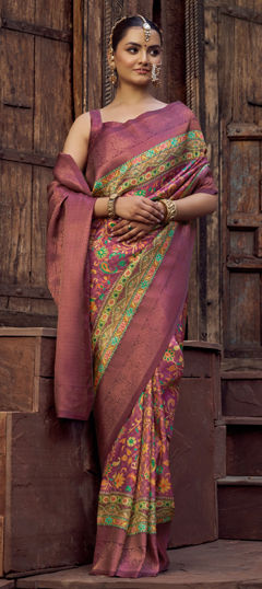 Multicolor color Saree in Jacquard fabric with Weaving work