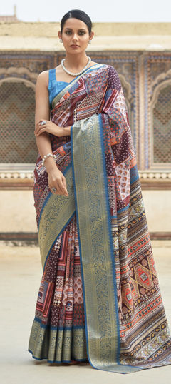 Multicolor color Saree in Viscose fabric with Printed, Weaving work