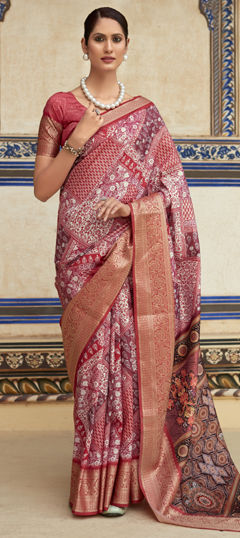 Multicolor color Saree in Viscose fabric with Printed, Weaving work