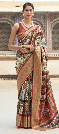 Multicolor color Saree in Viscose fabric with Printed, Weaving work