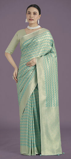 Blue color Saree in Banarasi Silk fabric with Weaving work
