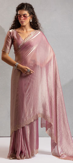 Pink and Majenta color Saree in Art Silk fabric with Cut Dana, Zircon work