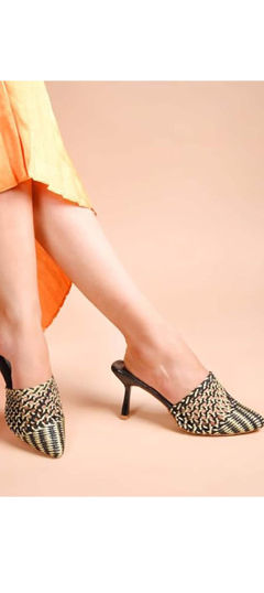 Multicolor color Women Shoes in Polyester Silk fabric with Fancy Work work