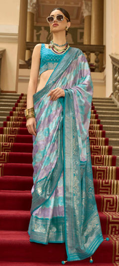 Multicolor color Saree in Satin Silk fabric with Weaving work