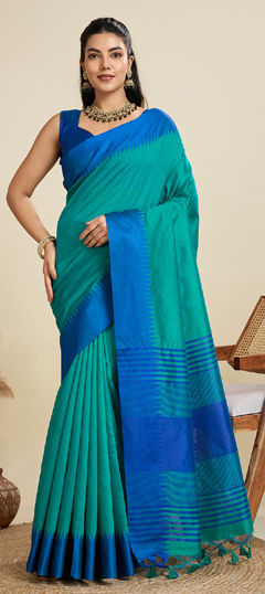 Blue color Saree in Art Silk fabric with Thread work