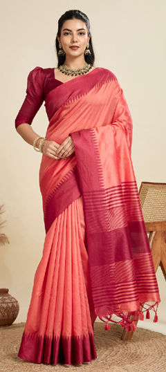 Pink and Majenta color Saree in Art Silk fabric with Thread work