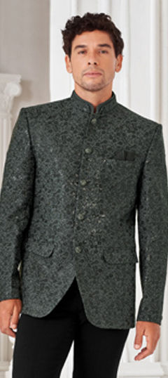 Black and Grey color Blazer in Art Silk fabric with Embroidered work