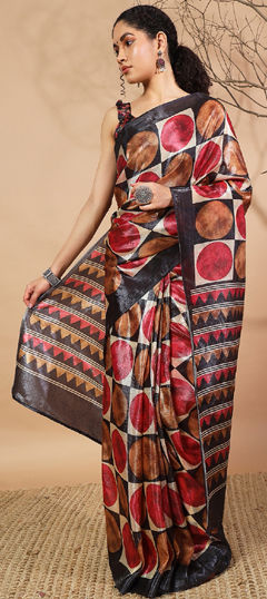 Multicolor color Saree in Tissue fabric with Digital Print work