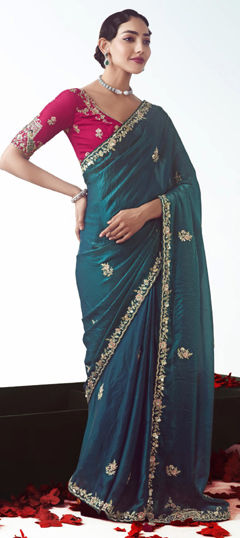 Blue color Saree in Silk fabric with Sequence work