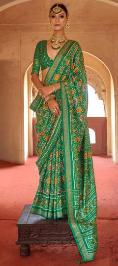 Green color Saree in Art Silk fabric with Printed work