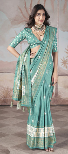 Blue color Saree in Silk fabric with Weaving work