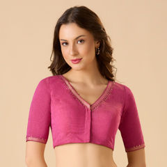 Pink and Majenta color Blouse in Cotton fabric with Sequence work