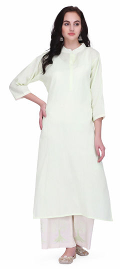 Green color Salwar Kameez in Cotton fabric with Embroidered, Resham, Thread work