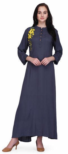 Blue color Kurti in Rayon fabric with Embroidered, Sequence work