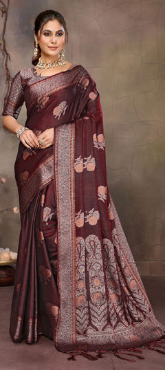 Purple and Violet color Saree in Banarasi Silk fabric with Weaving work