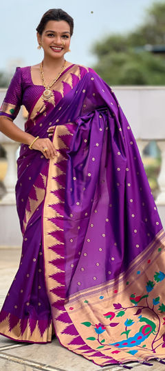 Pink and Majenta color Saree in Art Silk fabric with Weaving work