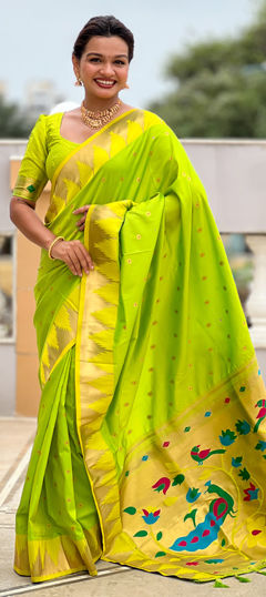 Green color Saree in Art Silk fabric with Weaving work